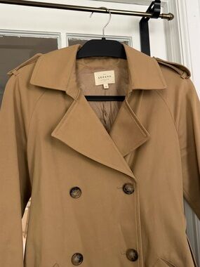 Sezane Camel Double-Breasted Trench Coat